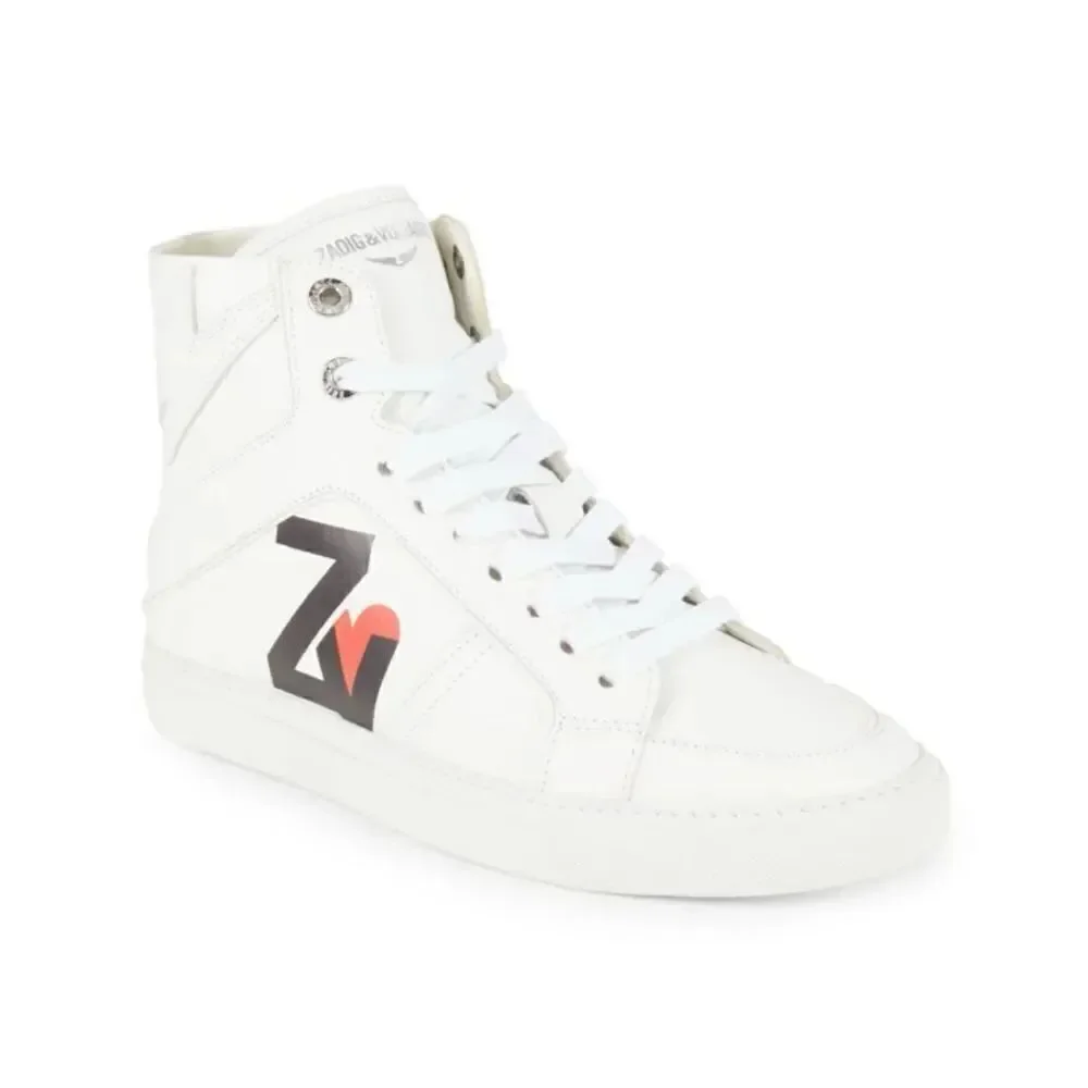 ZADIG & VOLTAIRE Logo High Top Zip leather women’s Sneakers athletic shoes New